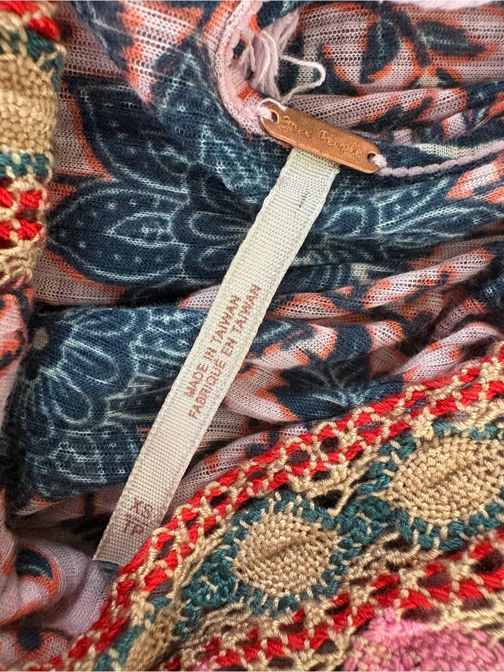 Free People in Blue, Pink & Coral Boho Peasant Dress Size XS - Picture 8 of 9